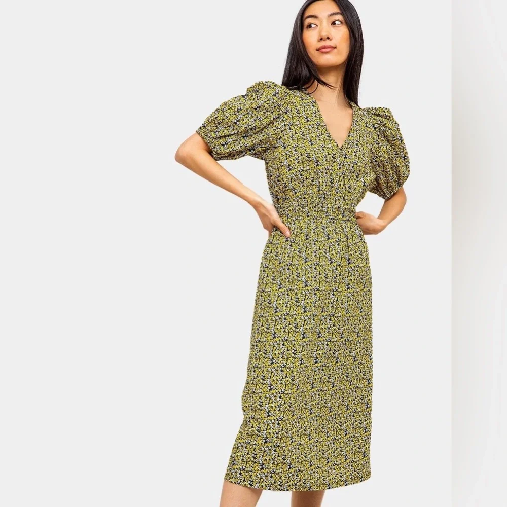 JUST Female Dove Midi Dress Black Yellow Floral Print M